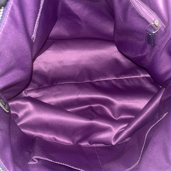 Coach Limited Edition Poppy Tartan Berry Plaid Large Glam Tote Bag - Picture 7 of 14